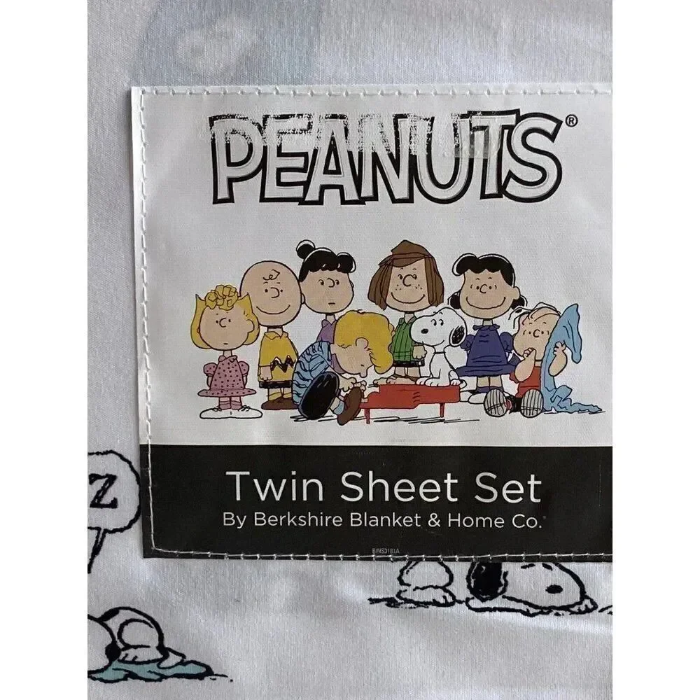 Peanuts Snoopy Woodstock Charlie Brown Linus‎ Sally TWIN Size Soft Sheet Set NEW